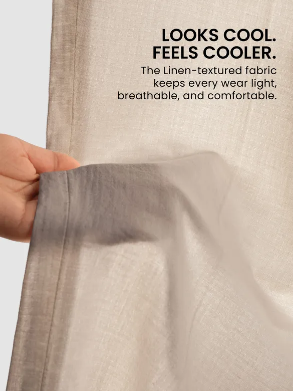 Beige Textured Summer Pants